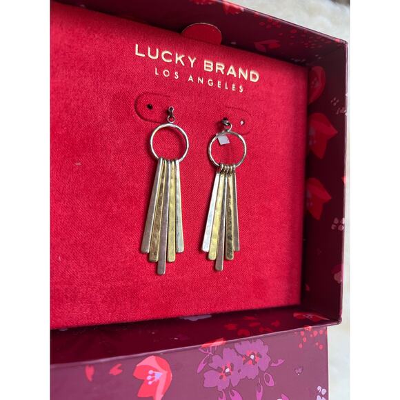 Lucky Brand Mixed Hammered Metal Dangly Earrings - Picture 3 of 4